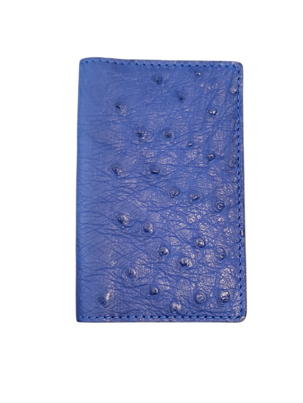 Borlino Italy Royal Blue Ostrich-Texture Leather Card Holder